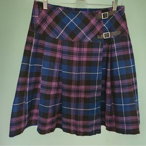 Navy/Purple Plaid Kilt Skirt, M